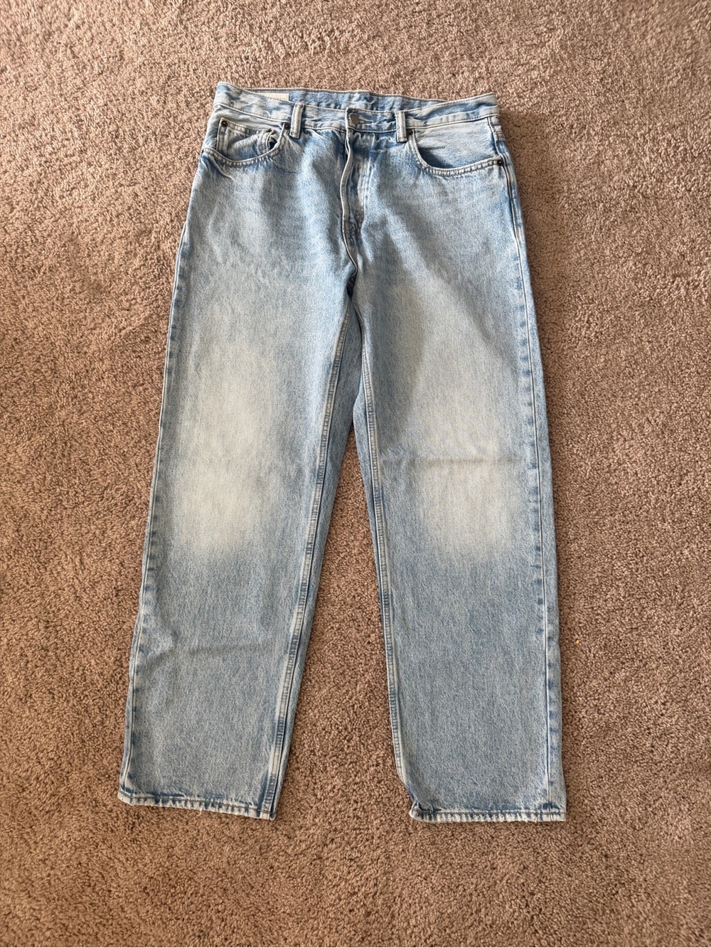 Zara High Rise Wide Leg Jeans Light Wash Denim